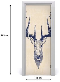 Adesivo per porta Testa di cervo 75x205 cm