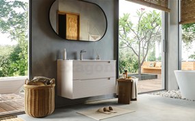 Mobile bagno canapa 100x45 Mango due cassetti soft close con lavabo in ceramica lucida