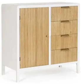 Mobile Credenza 1 anta+4 cassetti Charley bianco-naturale 80X40X82H