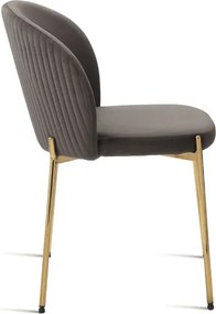 Sedia in velluto Grigio con struttura in metallo Oro MEGAN 2 sedie