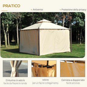 Gazebo da Giardino Impermeabile con Pannelli Laterali Beige 3x3m...