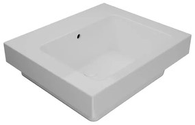Lavabo a incasso e d'appoggio rettangolare vasca centrale Alaqua L 60 x H 25 x P 21 cm in ceramica bianco lucido