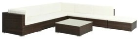 Set Divani da Giardino 8 pz con Cuscini in Polyrattan Marrone