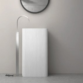 Lavabo Freestanding Tondo Cannettato "Hender" In ArtStone Finitura Bianco Opaco