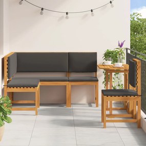 Set da giardino  in 4 pezzi con cuscini in legno massello di acacia