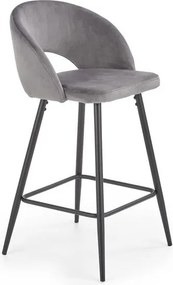 Sgabello da bar H-96 in velluto grigio- H89 cm
