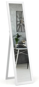Costway Specchio a figura intera 155 x 37 cm con struttura di legno, Specchio moderno per camera da letto salone ingresso, Bianco