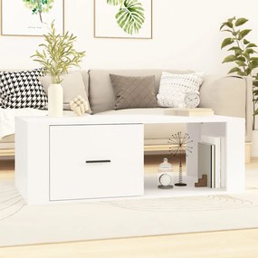 Tavolino Da Salotto Bianco 100x50,5x35 Cm İn Legno Multistrato /