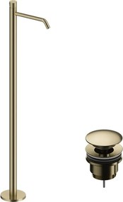 Rubinetto per lavabo centrostanza Loop K brushed gold SANYCCES con piletta