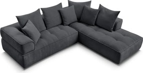 Divano angolare grigio scuro (penisola a destra/a L) con rivestimento in ciniglia Whesley – Bobochic Paris