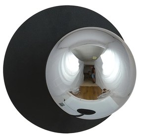 Lampada Da Parete Contemporanea Ippolita 1 Luce In Acciaio Nero E Vetro Fumè