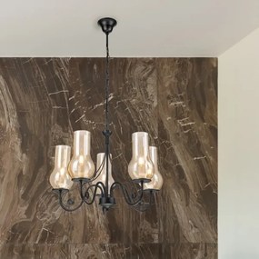 Brilagi - LED Lampadario a sospensione con catena COTTAGE 5xE14/40W/230V nero/marrone