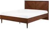 Letto matrimoniale 140 cm 6 con rete a doghe in legno scuro vintage testiera alta