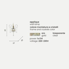 Lampada applique in cristallo MARIATERESA intrecciato 1 luce