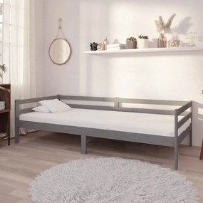 Divano letto con materasso 90x200 cm grigio in legno di pino