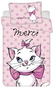 Set copripiumino e federa da bambini rosa in cotone per culla 100x135 cm Marie Cat "Merci" – Jerry Fabrics