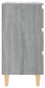Comodini gambe in legno massello 2 pz grigio sonoma 40x35x69 cm