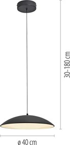 Schöner Wohnen 14606-18-LED Lampada a sospensione dimmerabile su cavo LENTE LED/17W/230V Ø40 cm, nera