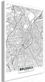 Quadro Map of Brussels (1 Part) Vertical  Colore bianco e nero, Dimensioni e Misure 40x60