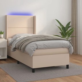 Giroletto Molle Materasso E Led Cappuccino 90x200 Cm Similpelle /