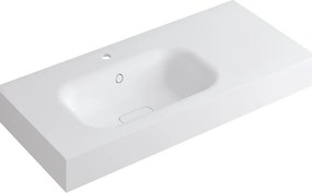 Lavabo a incasso rettangolare vasca a sinistra L 100.5 x H 15 x P 46 cm in resina bianco lucido