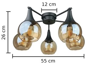 Lampadario a plafone STAR 5xE27/60W/230V nero/fumé beige