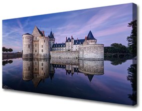 Quadro stampa su tela Architettura dell'acqua del castello 100x50 cm
