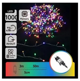 Aigostar - Catena di luci natalizie LED da esterno 1000xLED/8 funzioni 53m IP44 multicolore