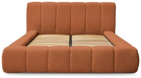 Letto matrimoniale imbottito arancione contenitore e rete inclusi 160x200 cm Denali - Bobochic Paris