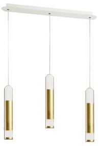 Sospensione Contemporanea Derby Foglia Oro Led 3X5+5W