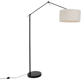 Lampada da terra nera con paralume grigio chiaro 50 cm regolabile - Editor