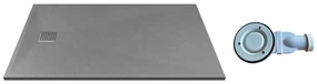 Piatto per doccia da posare o da incasso con sifone 140 x 90 cm in Resina Grigio - MIRNOSA