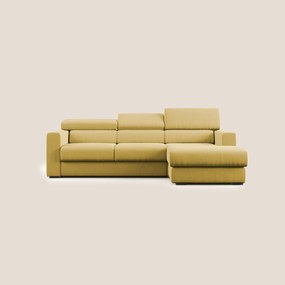 Dylan divano angolare con pouf estraibile poggiapiedi in tessuto simil cotone impermeabile T13