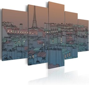 Quadro  Parigi: calano le tenebre  Colore blu navy, Dimensioni e Misure 100x50