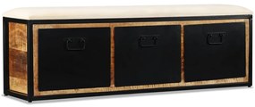 Panca contenitiva con 3 cassetti legno di mango 120x30x40 cm