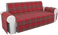 Copridivano Trapuntato Salva Divano Scozzese Rosso Tartan Divano 4 Posti