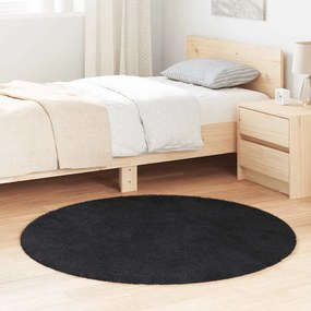 Tappeto Shaggy A Pelo Lungo Navarra Nero 120x120 Cm Poliestere /