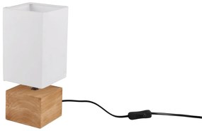 Lampada da tavolo bianca/di colore naturale con paralume in tessuto (altezza totale 30 cm) Woody – Reality