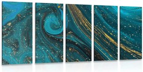 Quadri 5 pezzi – Astrazione smeraldo
