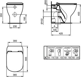 Ideal Standard Tesi Vaso Wc A Pavimento Filo Parete Tecnologia Aquablade Con Sedile Rallentato Nero Opaco