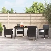 Sedie da Giardino con Cuscini 4 pz in Polyrattan Nere 316688