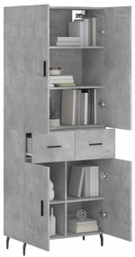 Credenza Grigio Cemento 69,5x34x180 cm in Legno Multistrato