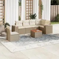 Set Divani da Giardino 7 pz con Cuscini Beige in Polyrattan 3257801