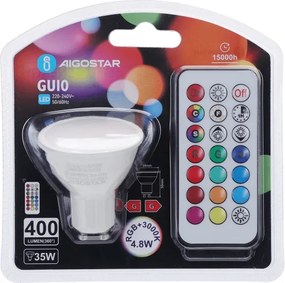 Aigostar - LED RGBW Lampadina dimmerabile GU10/4,8W/230V 3000K + telecomando