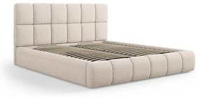 Letto beige imbottito con spazio contenitivo 140x200 cm Bellis – Micadoni Home