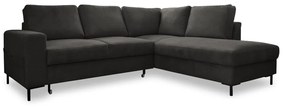 Divano letto angolare in velluto a coste grigio scuro (angolo destro) Lofty Lilly - Miuform