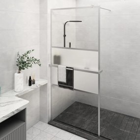 Parete Doccia Con Mensola Cromo 80x195cm Vetro Esg E Alluminio /
