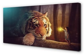 Quadro su tela Tiger Forest Man 100x50 cm