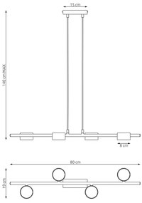 Lampadario a sospensione con filo SORA 4xGX53/12W/230V nero