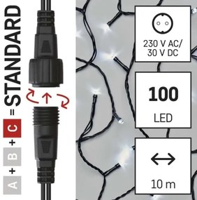 Catena LED natalizia da esterno 100xLED/10m IP44 bianco freddo